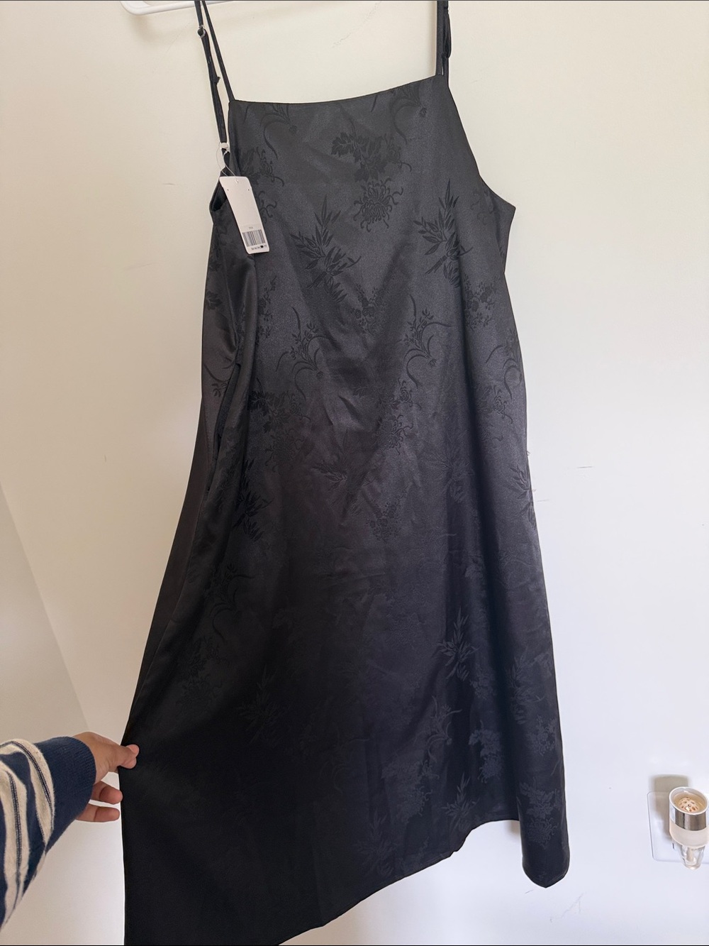 Black Floral Jacquard Slip Dress - Women